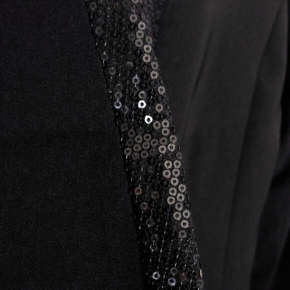 XXI Women’s Blazer Y2K Partycore Night Out Black Sequin Trim Cropped Jacket Sz S - Picture 10 of 12